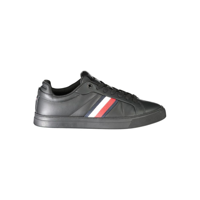 Tommy Hilfiger Leren sneakers voor mannen met comfort Tommy Hilfiger Zwarte Leren Sneakers Voor Mannen Met Comfort large