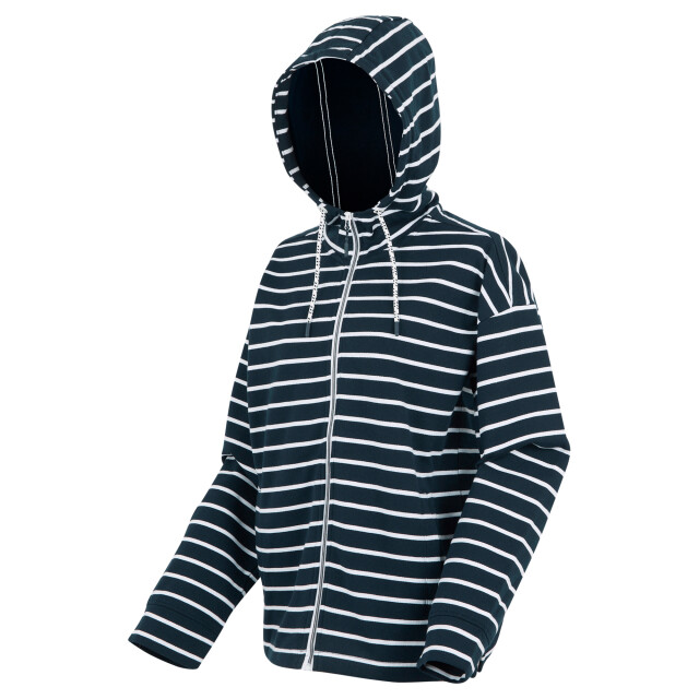 Regatta Dames bayletta ii gestreepte hoodie met volledige rits UTRG11474_navywhite large