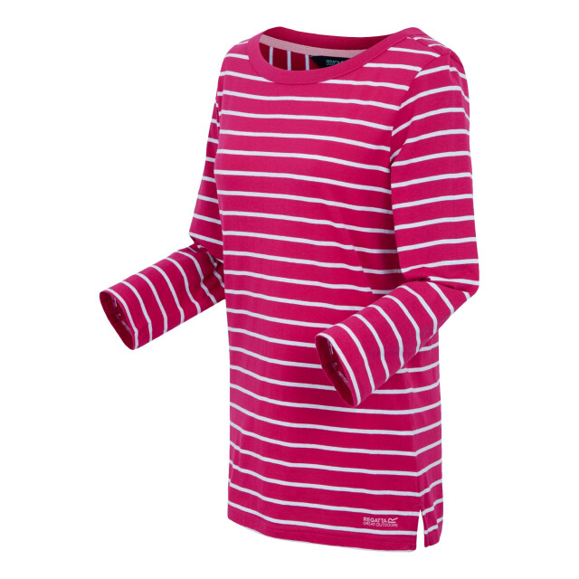 Regatta Dames baylette ii gestreept t-shirt UTRG11225_pinkfusionwhite large