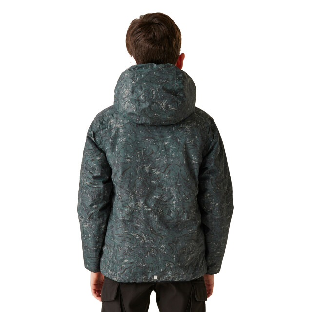 Regatta Volcanics viii terrain print reflecterende waterdichte jas voor kinderen/kinderen UTRG11233_sealgrey large