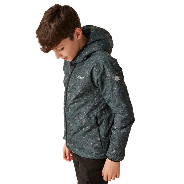 Regatta Volcanics viii terrain print reflecterende waterdichte jas voor kinderen/kinderen UTRG11233_sealgrey large