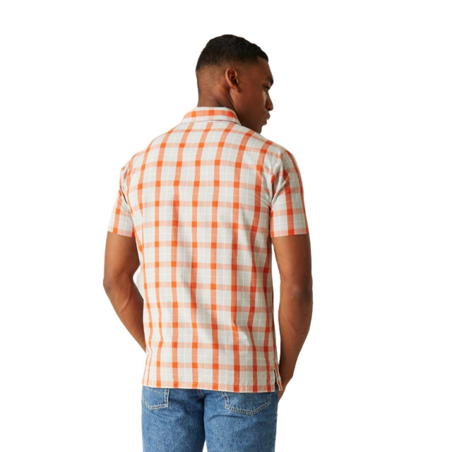 Regatta Heren denmoor geruit overhemd UTRG10991_silvergreyrustyorange large