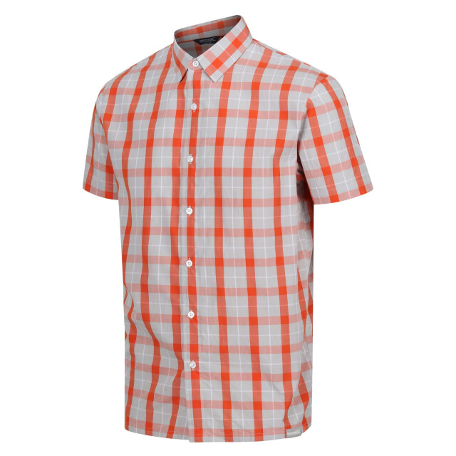 Regatta Heren denmoor geruit overhemd UTRG10991_silvergreyrustyorange large