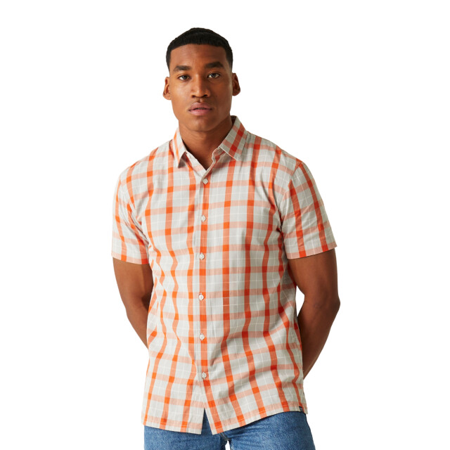Regatta Heren denmoor geruit overhemd UTRG10991_silvergreyrustyorange large