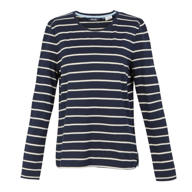 Regatta Dames federica ii stripe t-shirt met lange mouwen UTRG10886_navylightvanilla large