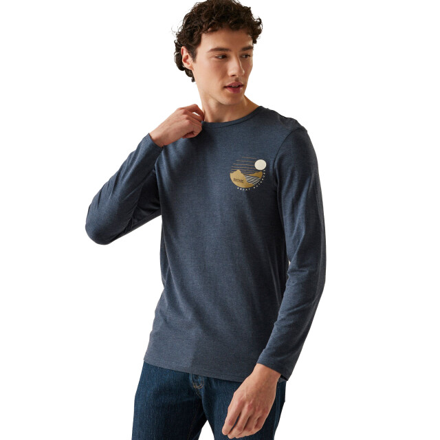 Regatta Heren maylow scenery marl t-shirt met lange mouwen UTRG10955_navymarl large