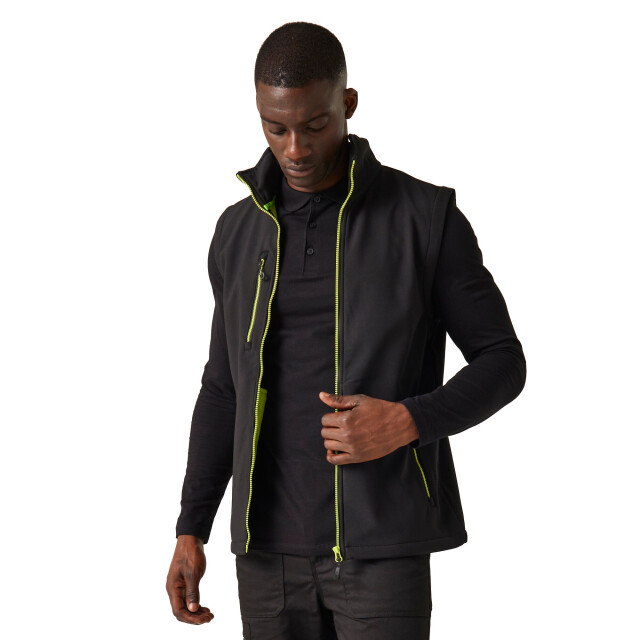Regatta Heren navigate softshell 2-laags bodywarmer UTRG10672_blacklimegreen large