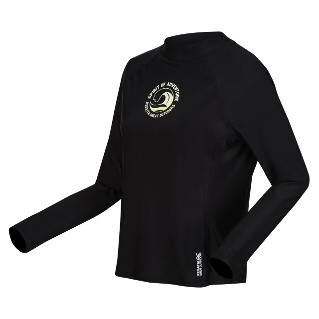 Regatta Dames tekst rash top met lange mouwen UTRG9844_black large