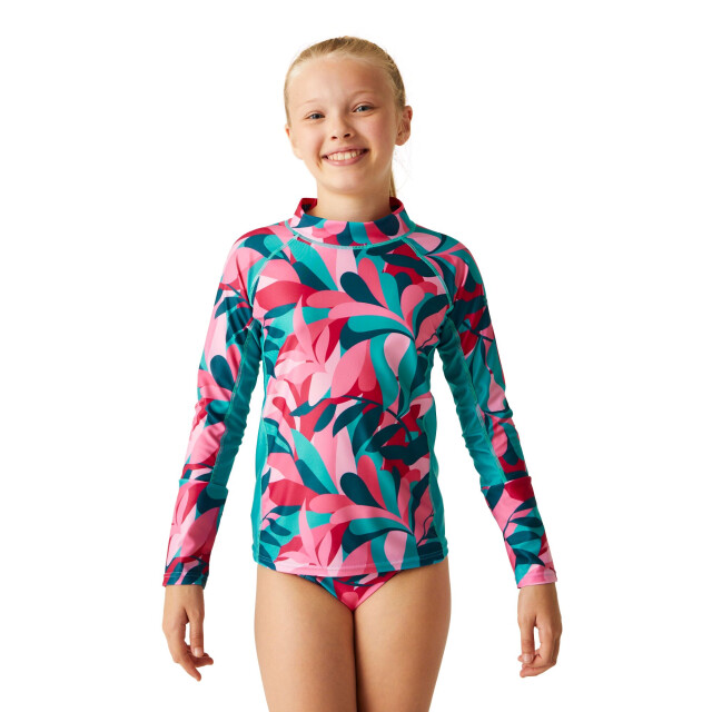 Regatta Kinderen/kids hoku ii tropical leaves zwemtop UTRG9783_tahoeblue large