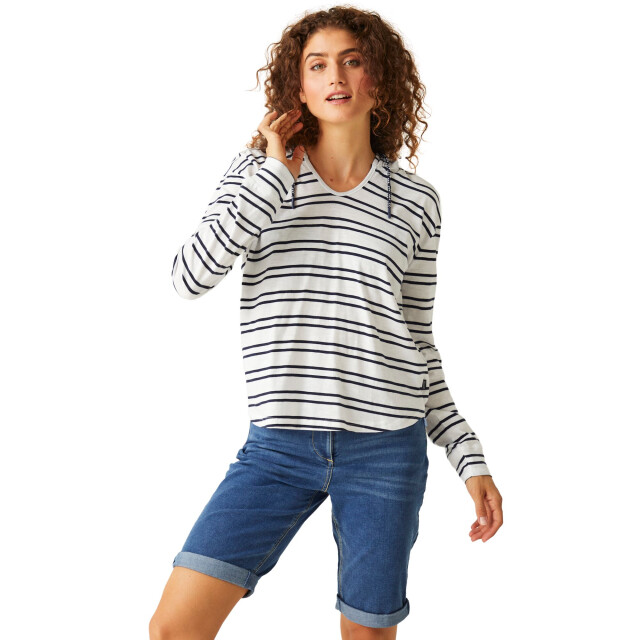 Regatta Dames minerve stripe v hals hoodie UTRG9887_whitenavy large