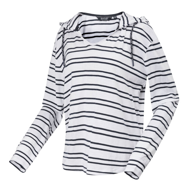 Regatta Dames minerve stripe v hals hoodie UTRG9887_whitenavy large