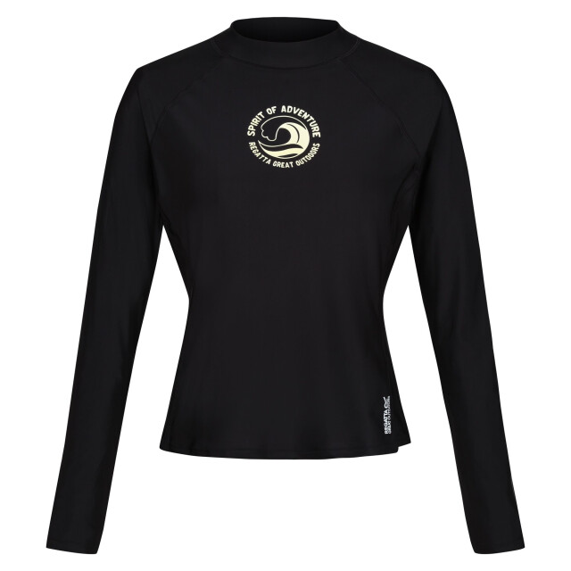 Regatta Dames tekst rash top met lange mouwen UTRG9844_black large