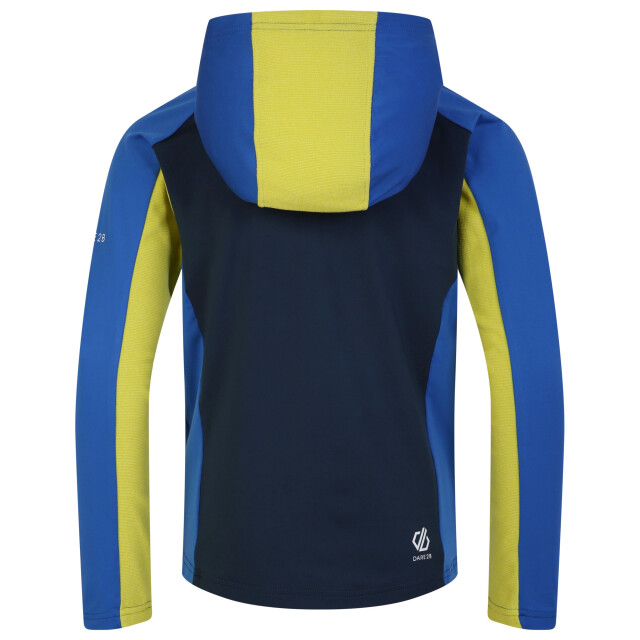 Dare2b Childrens/kids thriving core stretch hooded midlayer UTRG8625_olympianblueyellowplum large