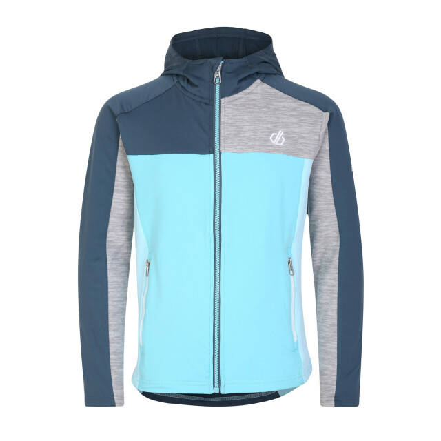 Dare2b Childrens/kids thriving core stretch hooded midlayer UTRG8625_oriongreyseajetblue large