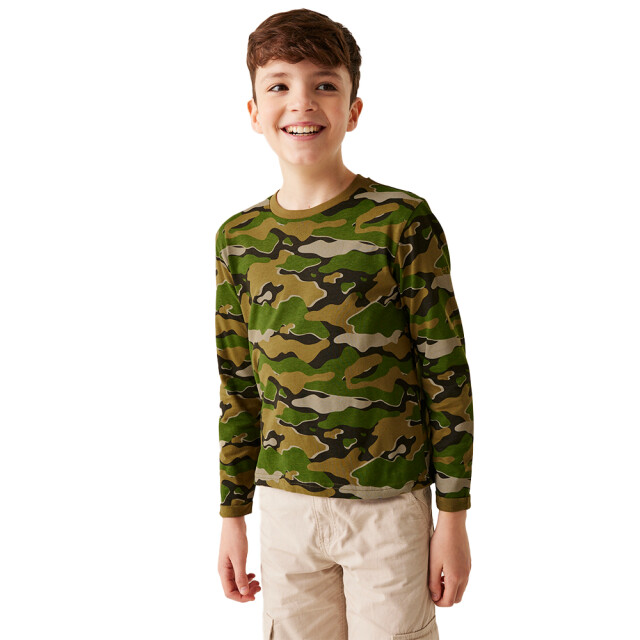 Regatta Kinder/kinder wenbie iii camo t-shirt met lange mouwen UTRG8054_nephritegreen large