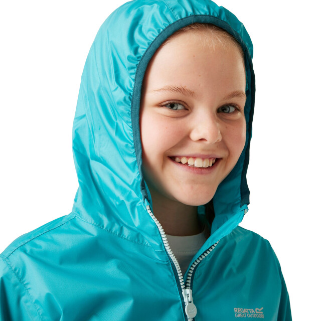 Regatta Groot buitenshuis kinderen/kinderen lever ii packaway rain jacket UTRG1885_tahoeblue large