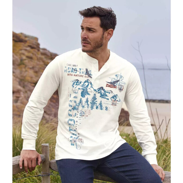Atlas For Men Heren henley t-shirt met lange mouwen (pack of 2) UTAF526_navyblueecru large