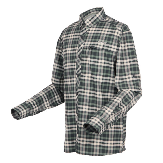 Regatta Geruit heren reishirt met lange mouwen UTRG11310_agavegreen large