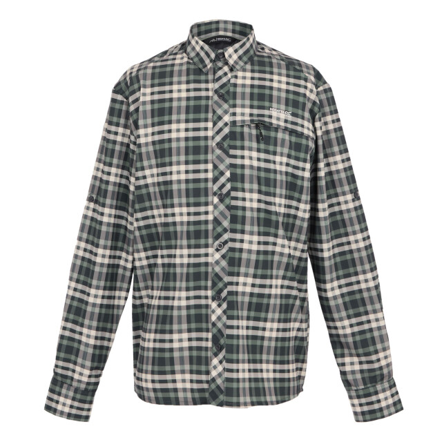 Regatta Geruit heren reishirt met lange mouwen UTRG11310_agavegreen large