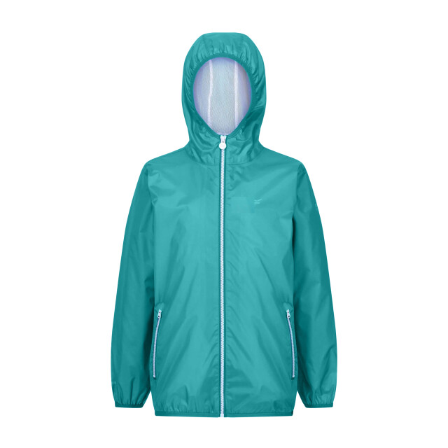 Regatta Groot buitenshuis kinderen/kinderen lever ii packaway rain jacket UTRG1885_turquoise large