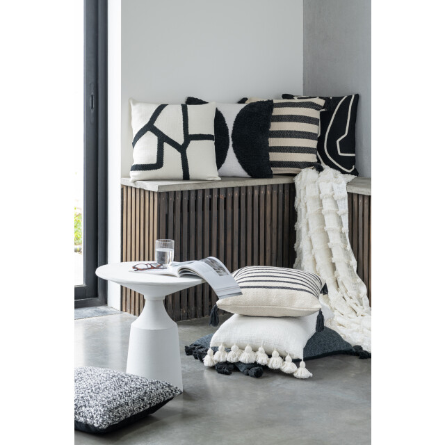 J-Line kussen streep textiel wit/zwart 43x43x10cm 3065938 large