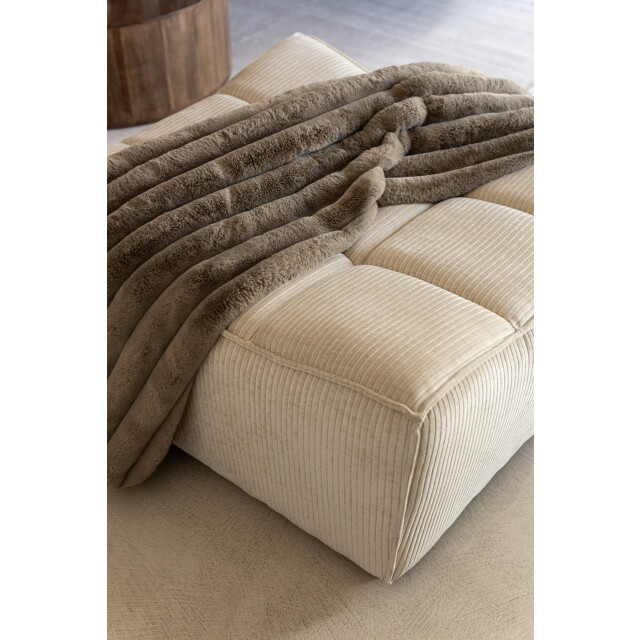 J-Line plaid large corduroy polyester taupe 180x130x2cm 3065731 large