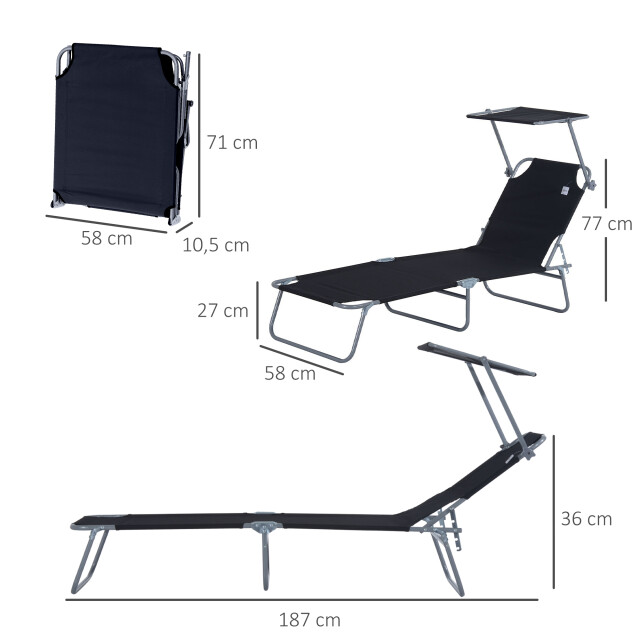 4goodz Ligbed opvouwbaar met zonnescherm inklapbaar 4 standen - 3079552 large