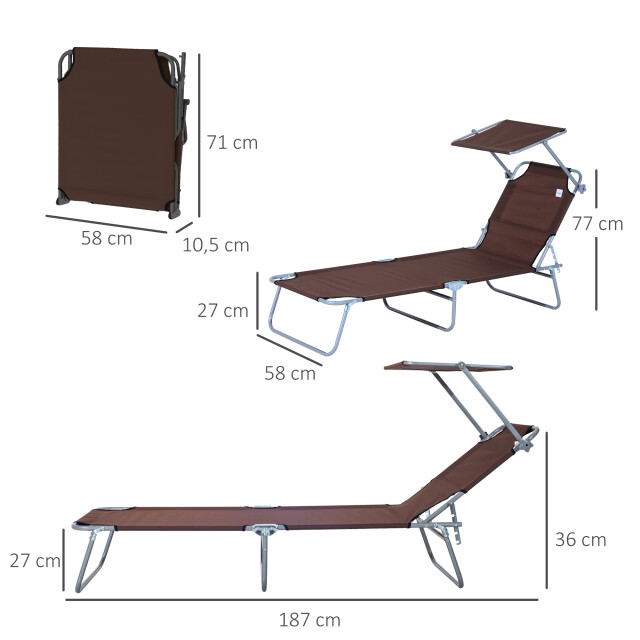 4goodz Ligbed opvouwbaar met zonnescherm inklapbaar 4 standen - 3079553 large