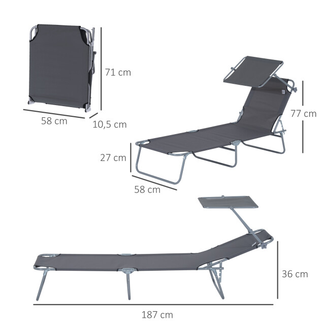 4goodz Ligbed opvouwbaar met zonnescherm inklapbaar 4 standen - 3079554 large