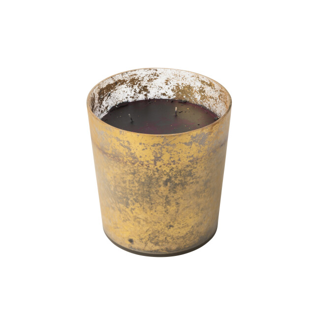 J-Line geurkaars m-chic glas goud/zwart large-140u 21x21x22cm 3065759 large