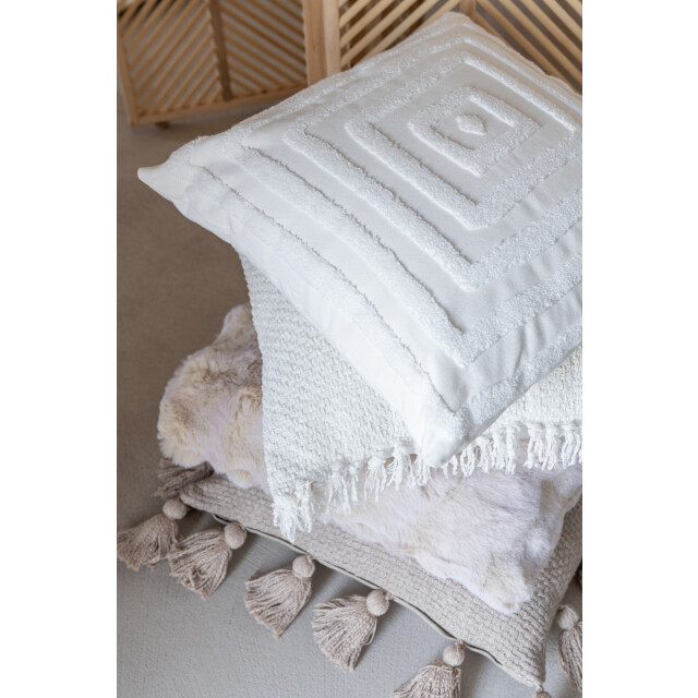 J-Line kussen wave polyester ivoor 45x45x18cm 3065737 large