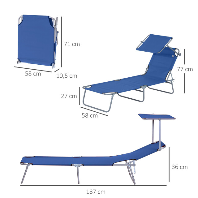 4goodz Ligbed opvouwbaar met zonnescherm inklapbaar 4 standen - 3079555 large