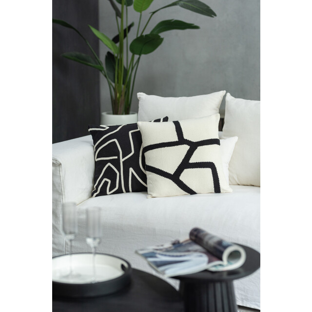 J-Line kussen streep textiel wit/zwart 43x43x10cm 3065938 large
