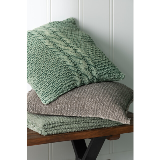 J-Line kussen gebreid+vlecht katoen gewassen 50x50x12cm 3065702 large