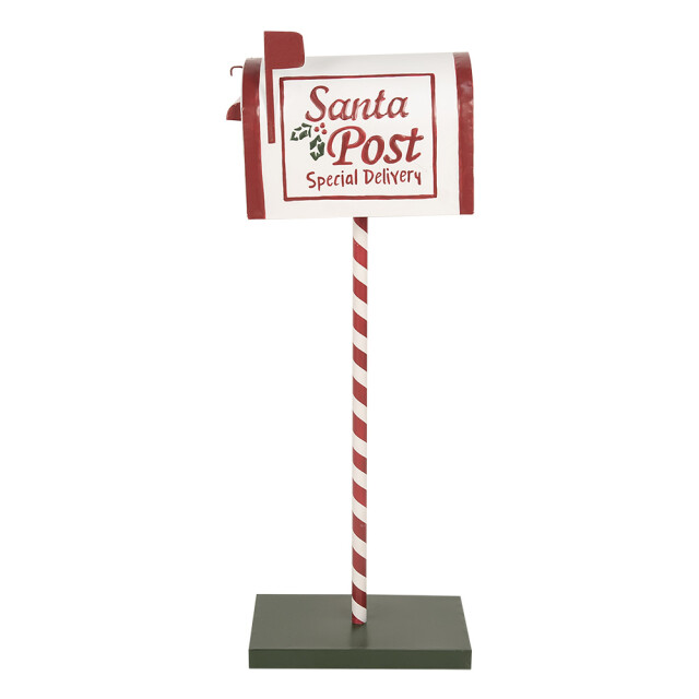 Clayre & Eef Kerstdecoratie brievenbus 19x33x92 cm rood metaal 3079414 large