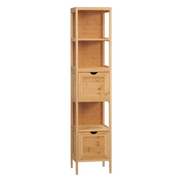 4goodz Bamboe badkamerkast 2 lades en plank 30x30x90 cm - 3079377 large