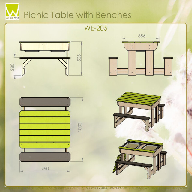 Wendi Toys Multifunctionele robuste picknicktafel voor kinderen met zandbak en waterbak - 3047869 large