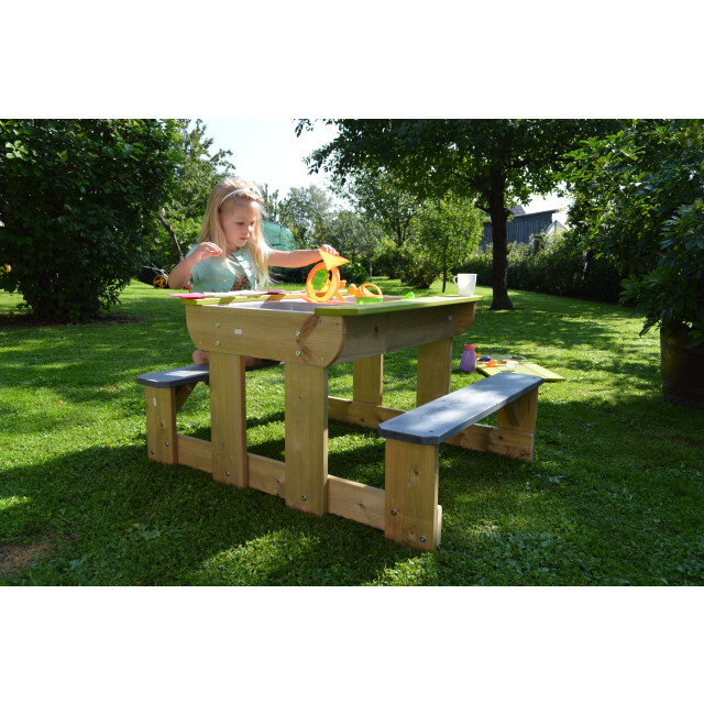 Wendi Toys Multifunctionele robuste picknicktafel voor kinderen met zandbak en waterbak - 3047869 large