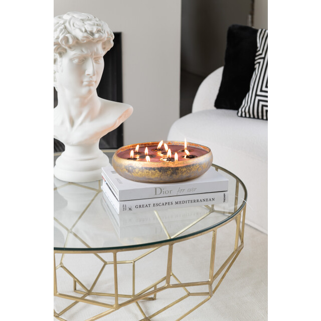 J-Line geurkaars m-chic glas goud/zwart extra large-35u 37x37x5cm 3065763 large