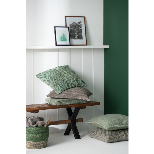 J-Line kussen gebreid+vlecht katoen gewassen 50x50x12cm 3065702 large