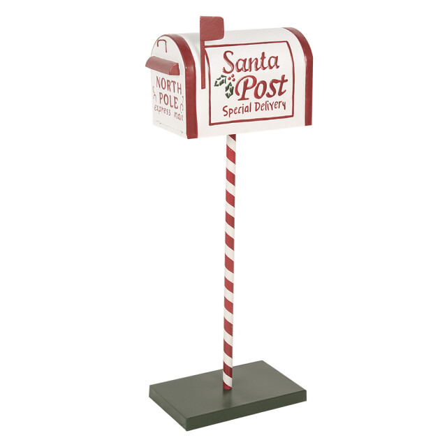 Clayre & Eef Kerstdecoratie brievenbus 19x33x92 cm rood metaal 3079414 large