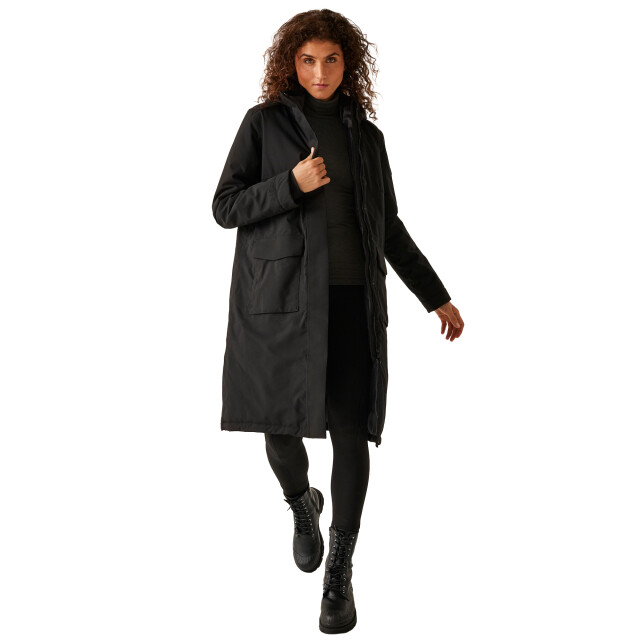 Regatta Dames yarli longline waterdichte jas UTRG10920_blackdarkgrey large