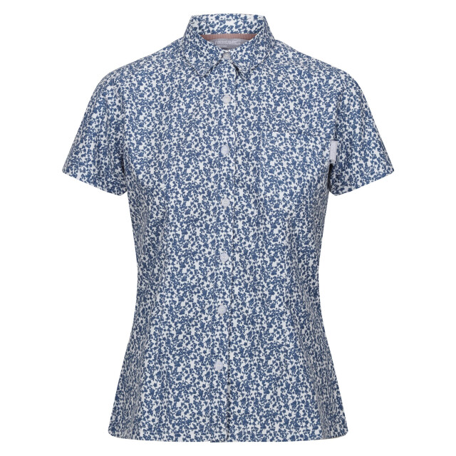 Regatta Dames mindano viii overhemd met ditsy print en korte mouwen UTRG10110_coronetblue large