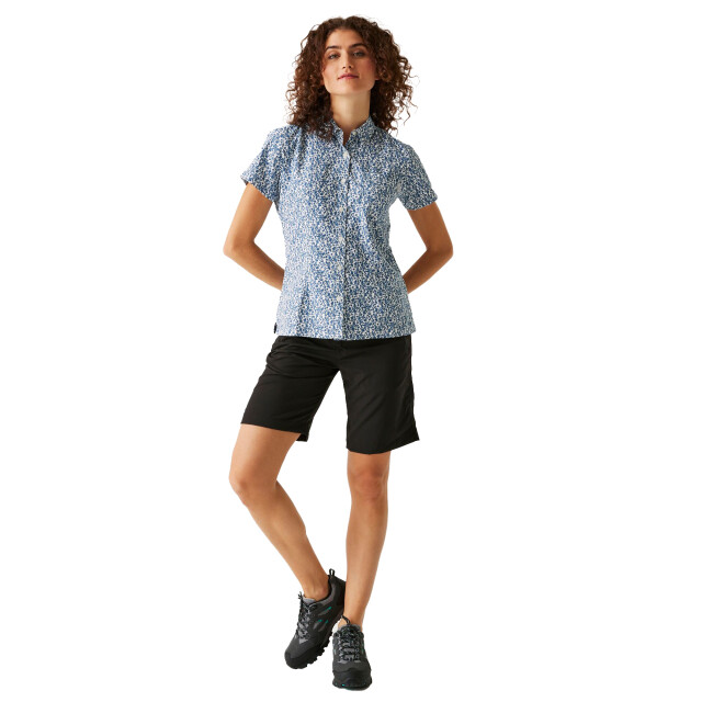 Regatta Dames mindano viii overhemd met ditsy print en korte mouwen UTRG10110_coronetblue large