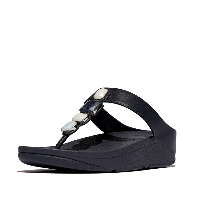 FitFlop Fino multi-stone leather toe-post sandals IU9 large