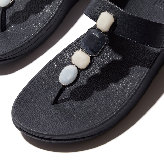 FitFlop Fino multi-stone leather toe-post sandals IU9 large