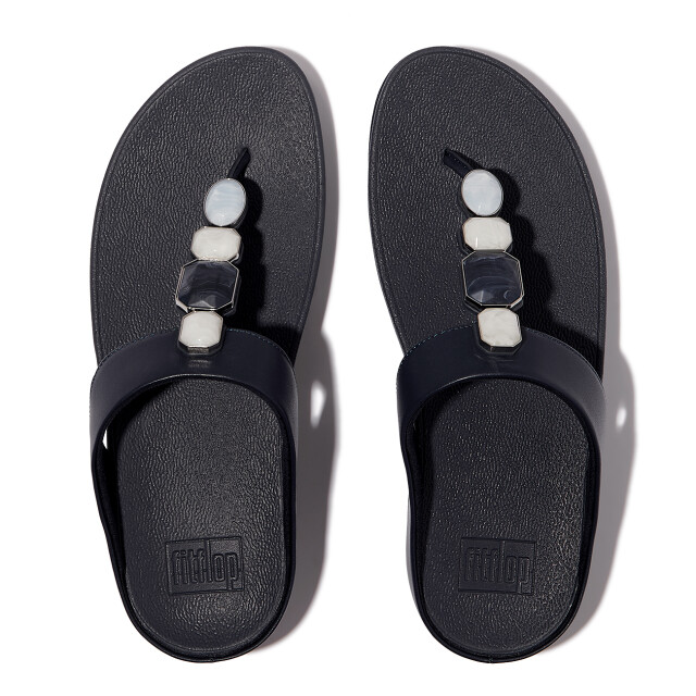 FitFlop Fino multi-stone leather toe-post sandals IU9 large
