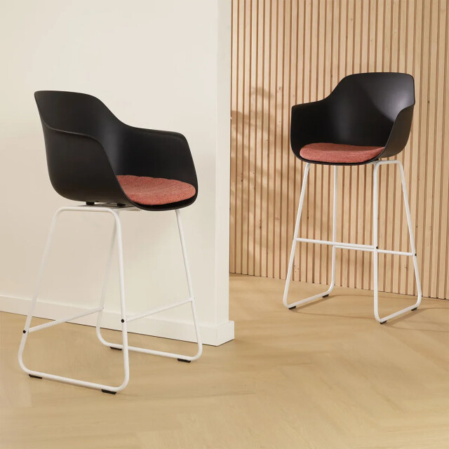 Nolon Nino-liz barkruk met terracotta rood zitkussen wit onderstel 65 cm 2027428 large