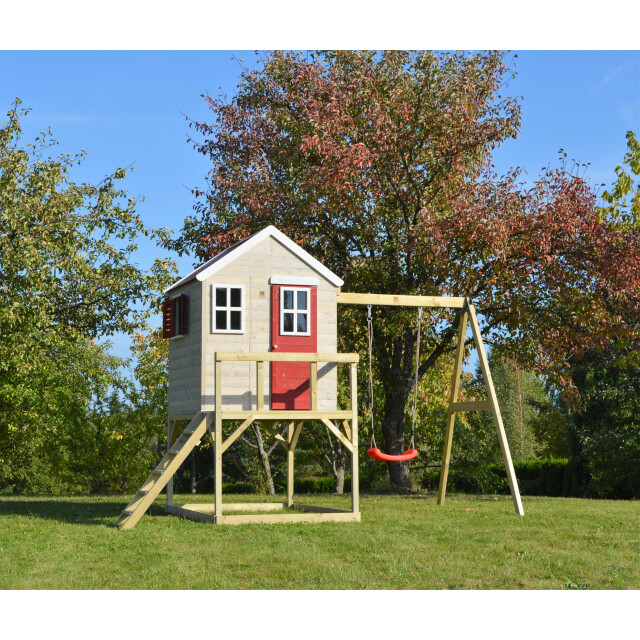 Wendi Toys Wtm23 houten paalwoning zebra met schommel 192x350x242cm 3071772 large