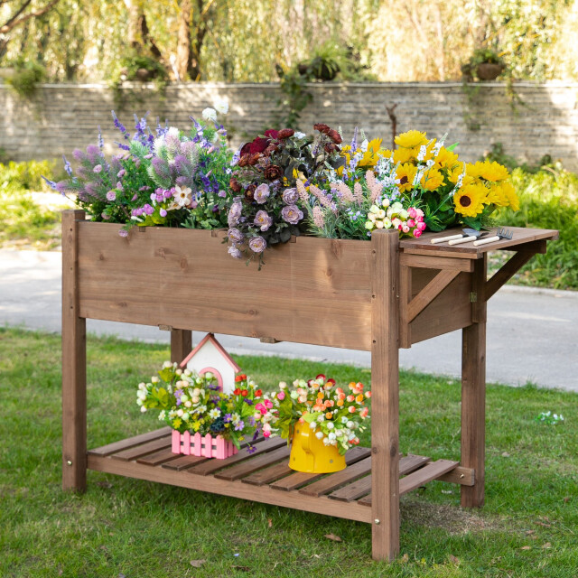 4goodz Outsunny verhoogde plantenbak 54x123x74 cm met 8 vaks-verdeler 3079299 large